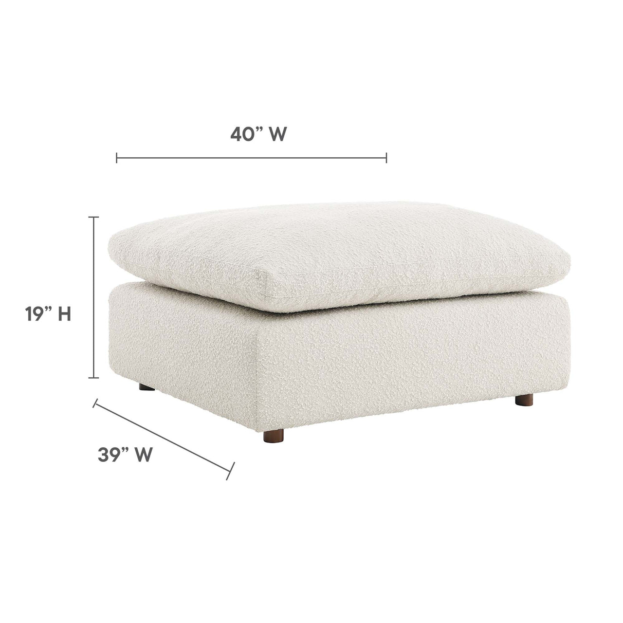 Angelic Cloudblend Boucle Ottoman | Modular Sectional Component, Ivory