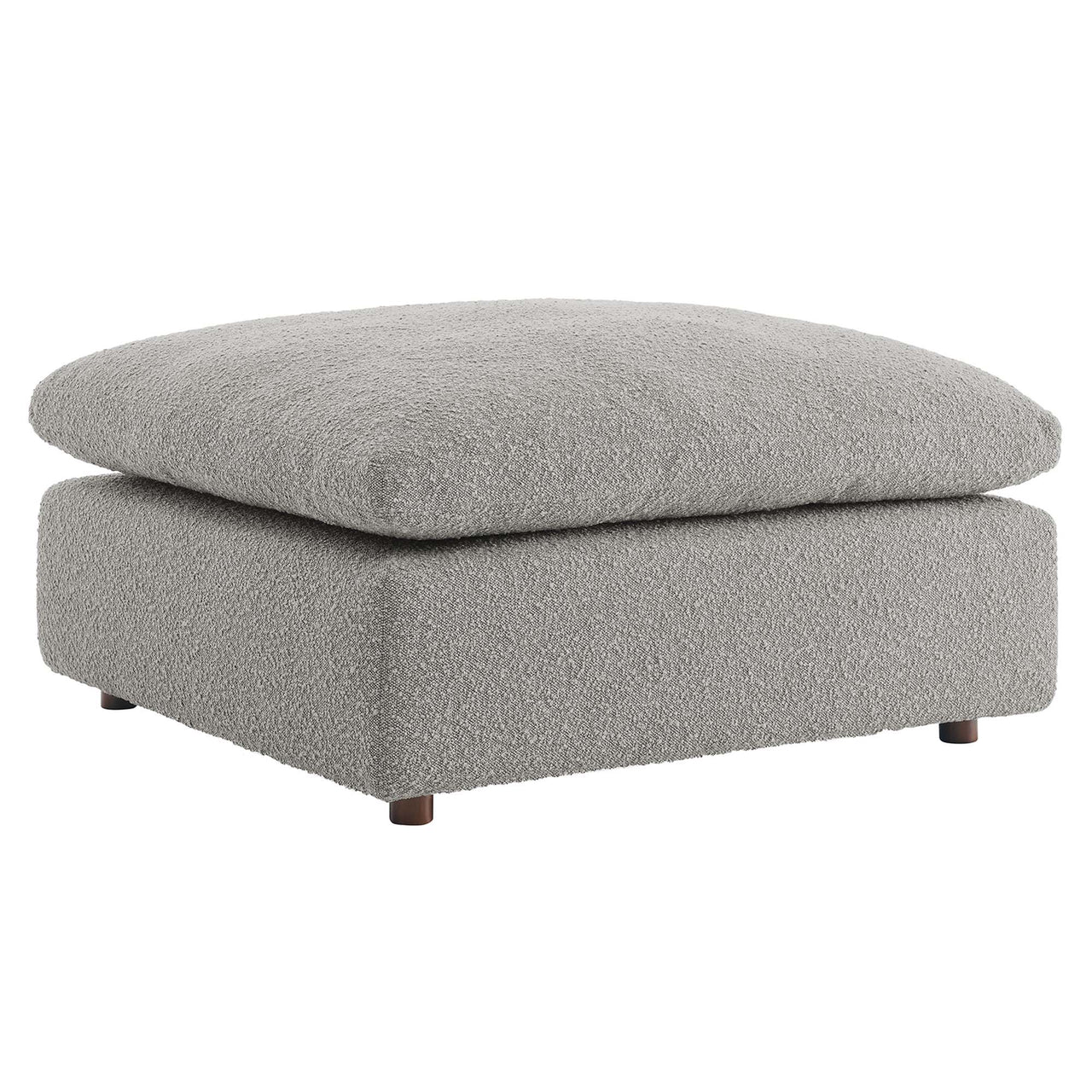 Angelic Cloudblend Boucle Ottoman | Modular Sectional Component, Light Gray