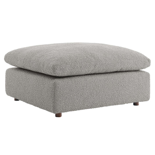 Angelic Cloudblend Boucle Ottoman | Modular Sectional Component, Light Gray