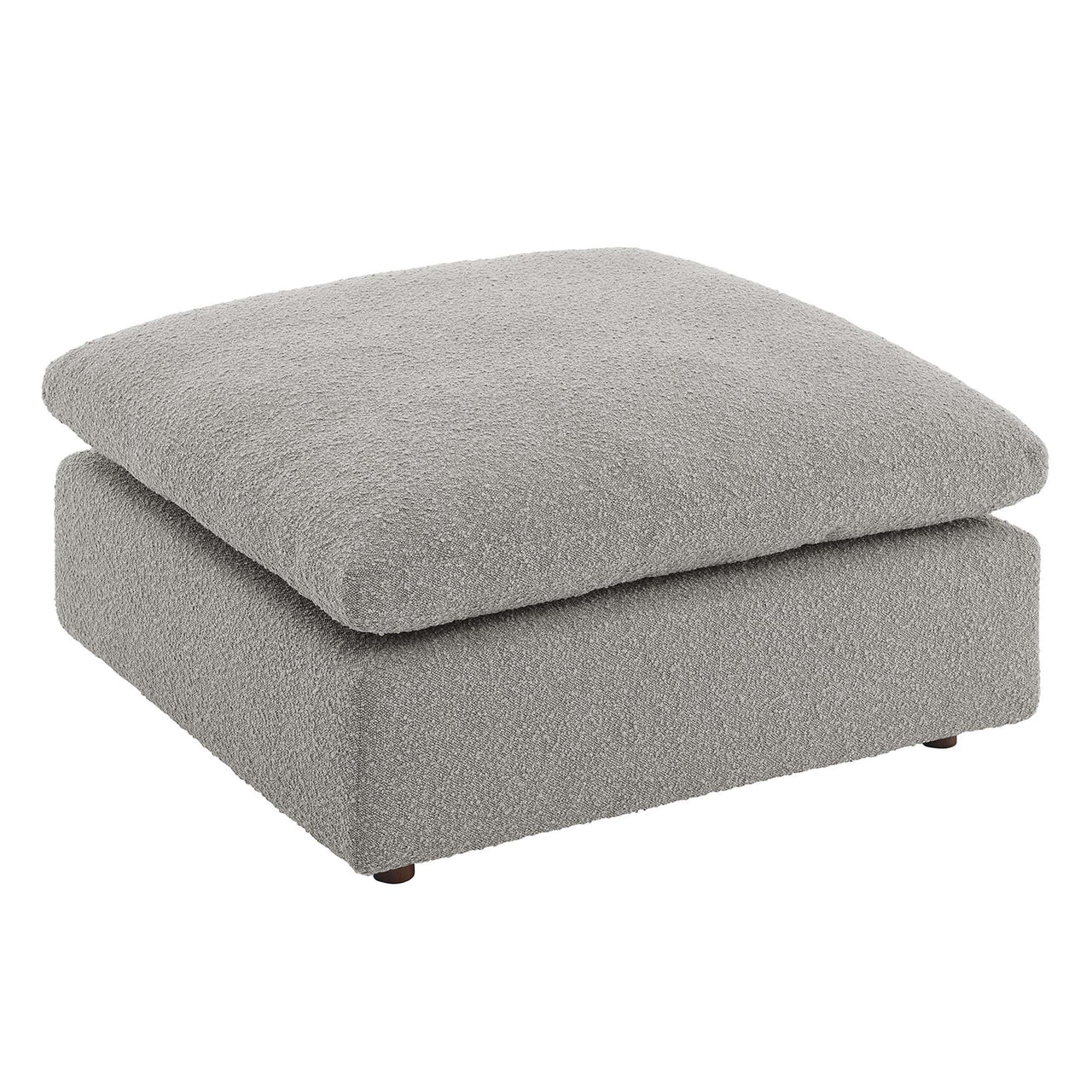 Angelic Cloudblend Boucle Ottoman | Modular Sectional Component, Light Gray