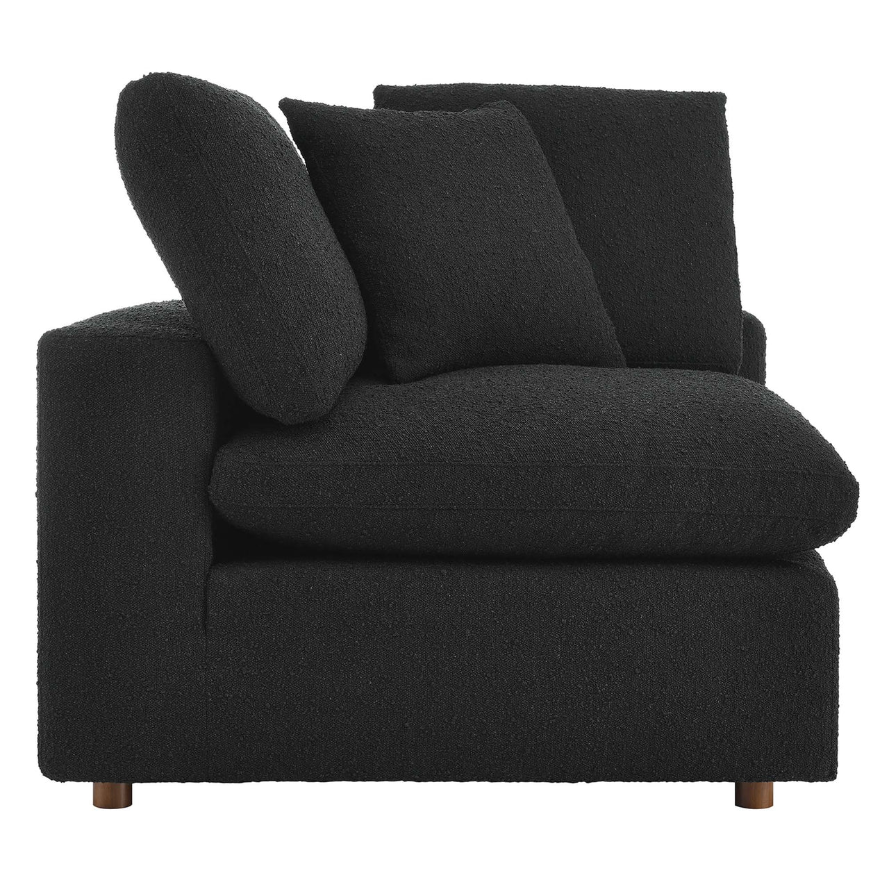 Angelic Cloudblend Boucle Corner Chair | Modular Sectional Component, Black