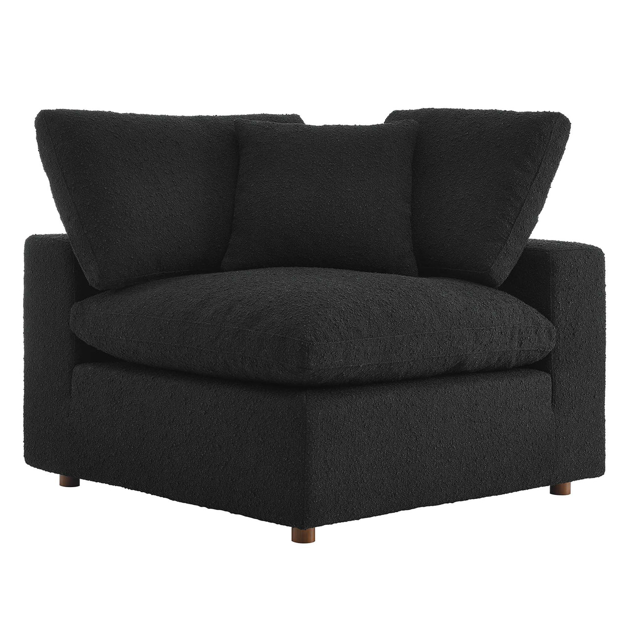 Angelic Cloudblend Boucle Corner Chair | Modular Sectional Component, Black
