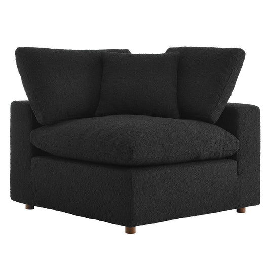 Angelic Cloudblend Boucle Corner Chair | Modular Sectional Component, Black