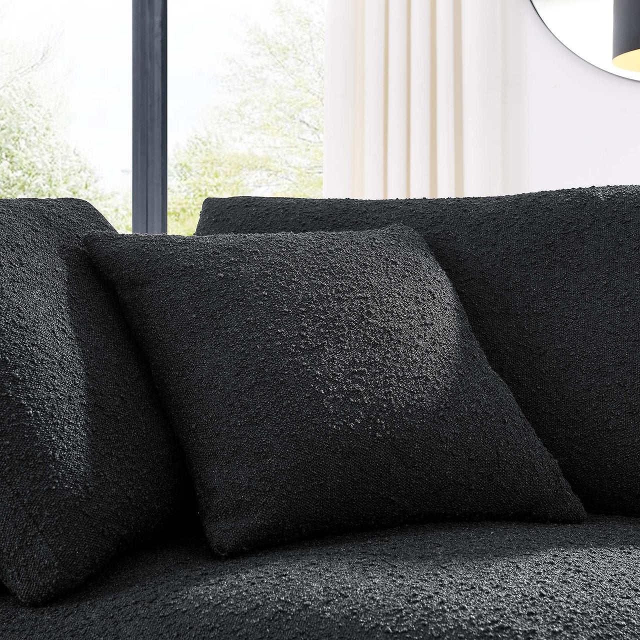 Angelic Cloudblend Boucle Corner Chair | Modular Sectional Component, Black