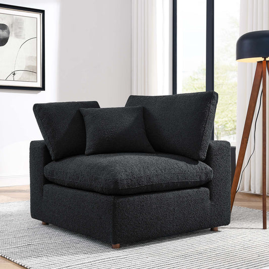 Angelic Cloudblend Boucle Corner Chair | Modular Sectional Component, Black