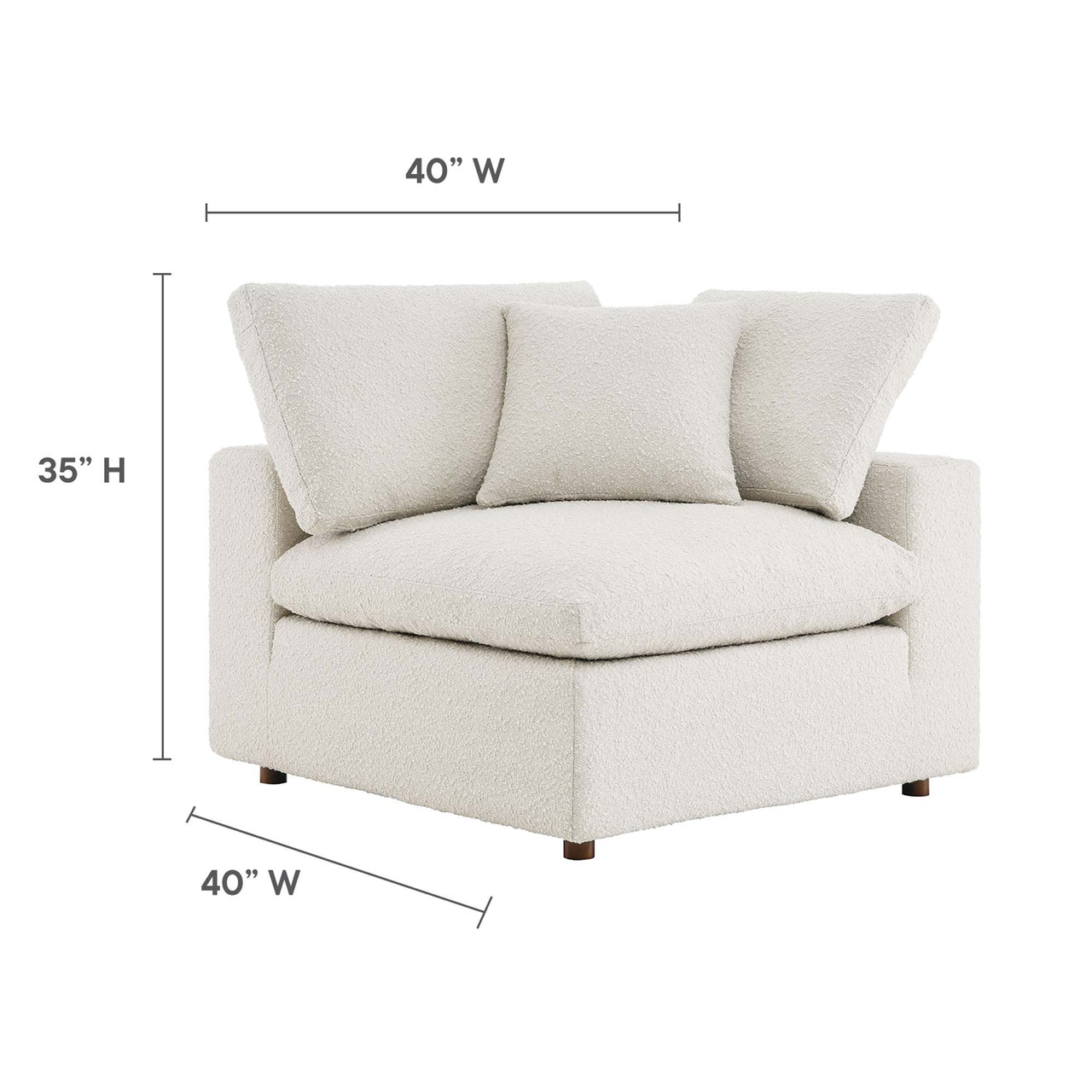 Angelic Cloudblend Boucle Corner Chair | Modular Sectional Component, Ivory