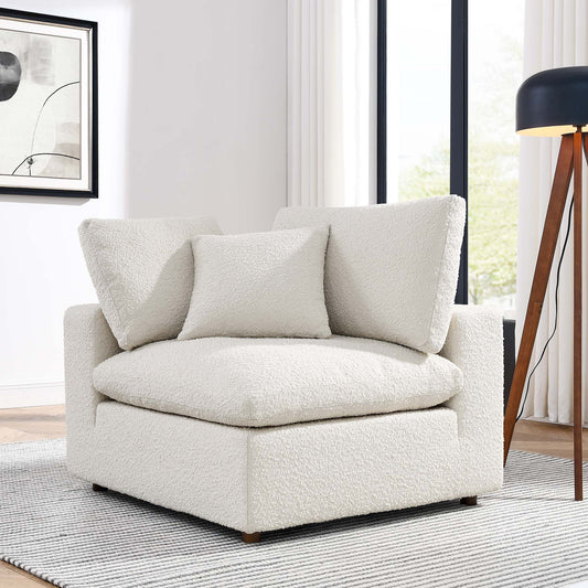 Angelic Cloudblend Boucle Corner Chair | Modular Sectional Component, Ivory