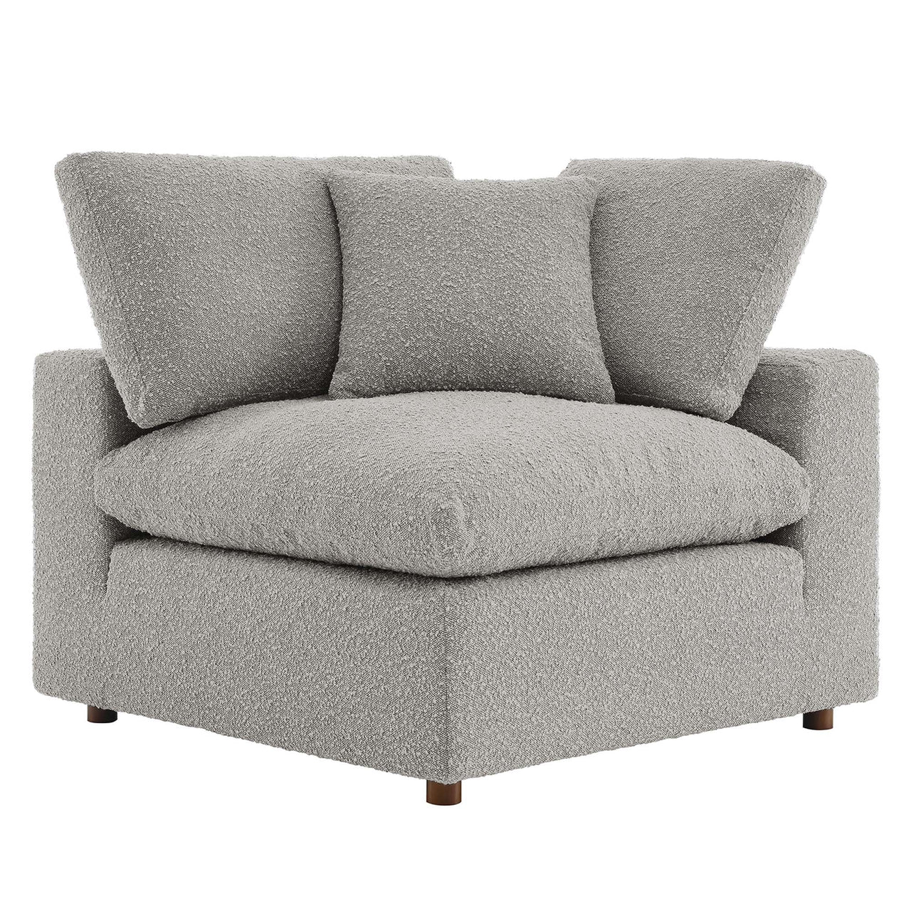 Angelic Cloudblend Boucle Corner Chair | Modular Sectional Component, Light Gray