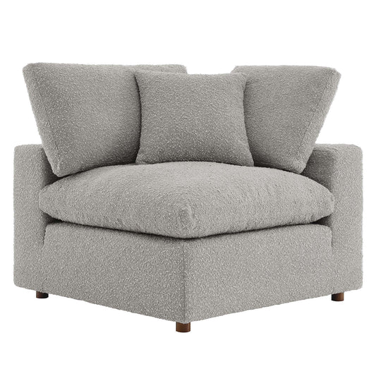 Angelic Cloudblend Boucle Corner Chair | Modular Sectional Component, Light Gray