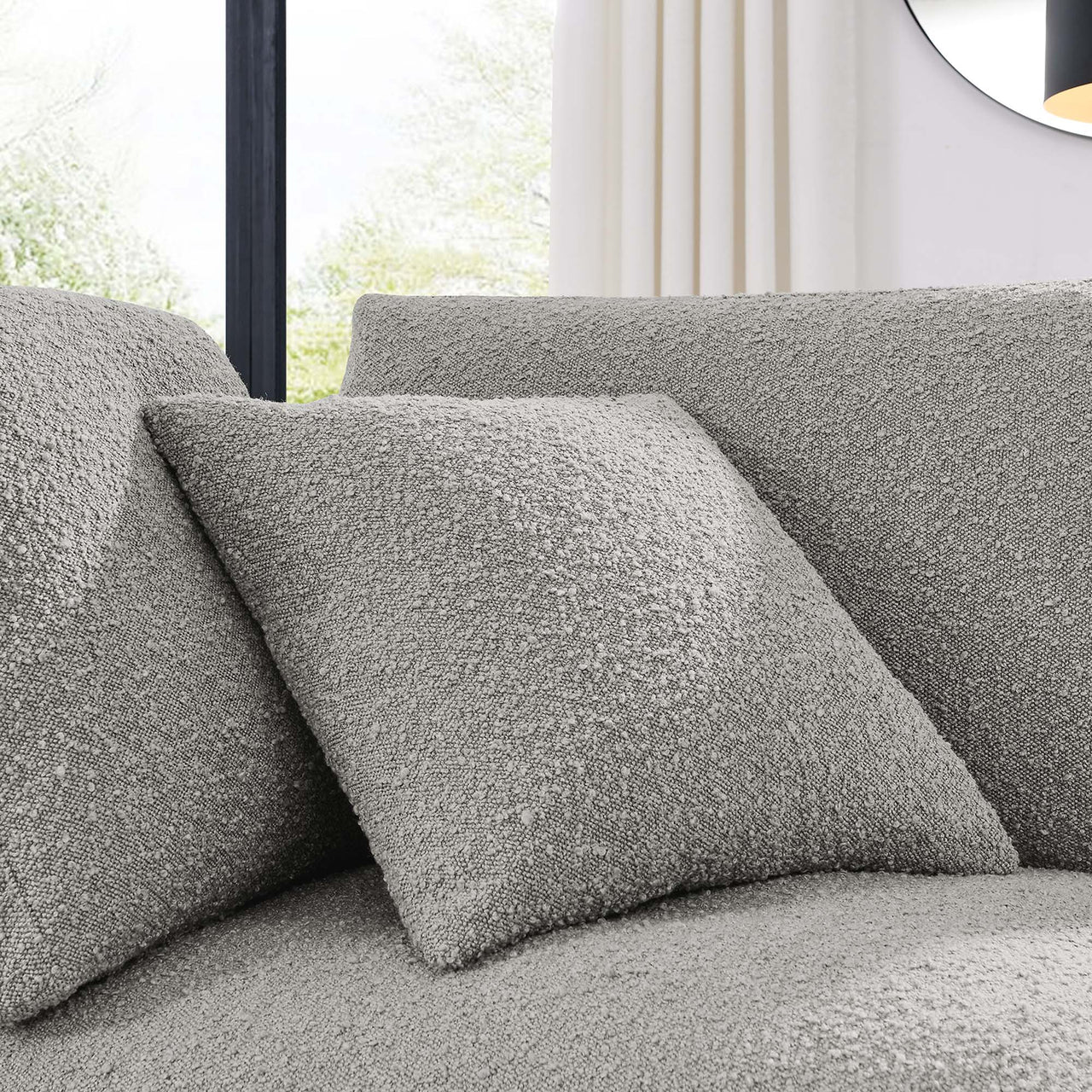 Angelic Cloudblend Boucle Corner Chair | Modular Sectional Component, Light Gray