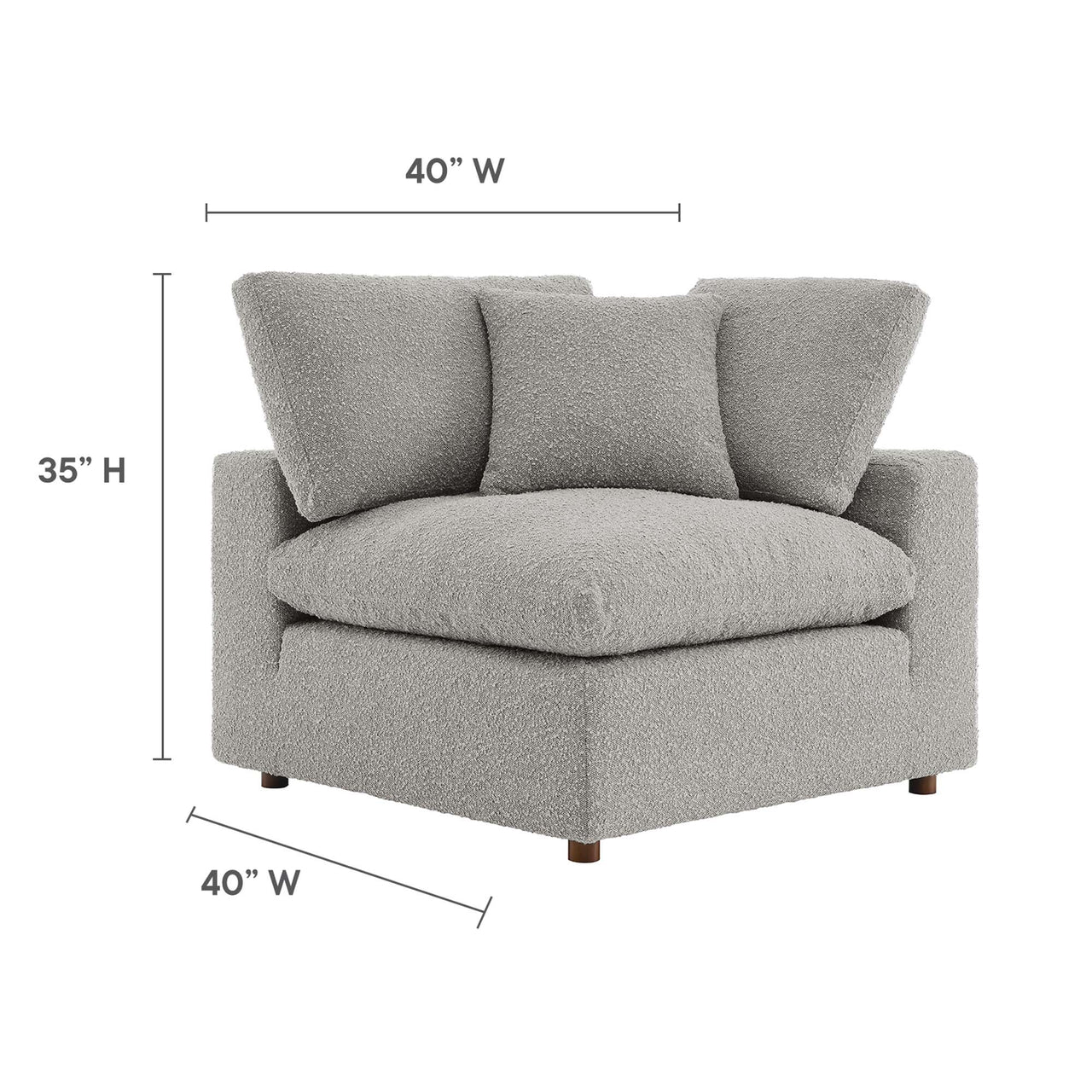 Angelic Cloudblend Boucle Corner Chair | Modular Sectional Component, Light Gray
