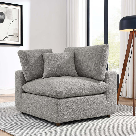 Angelic Cloudblend Boucle Corner Chair | Modular Sectional Component, Light Gray