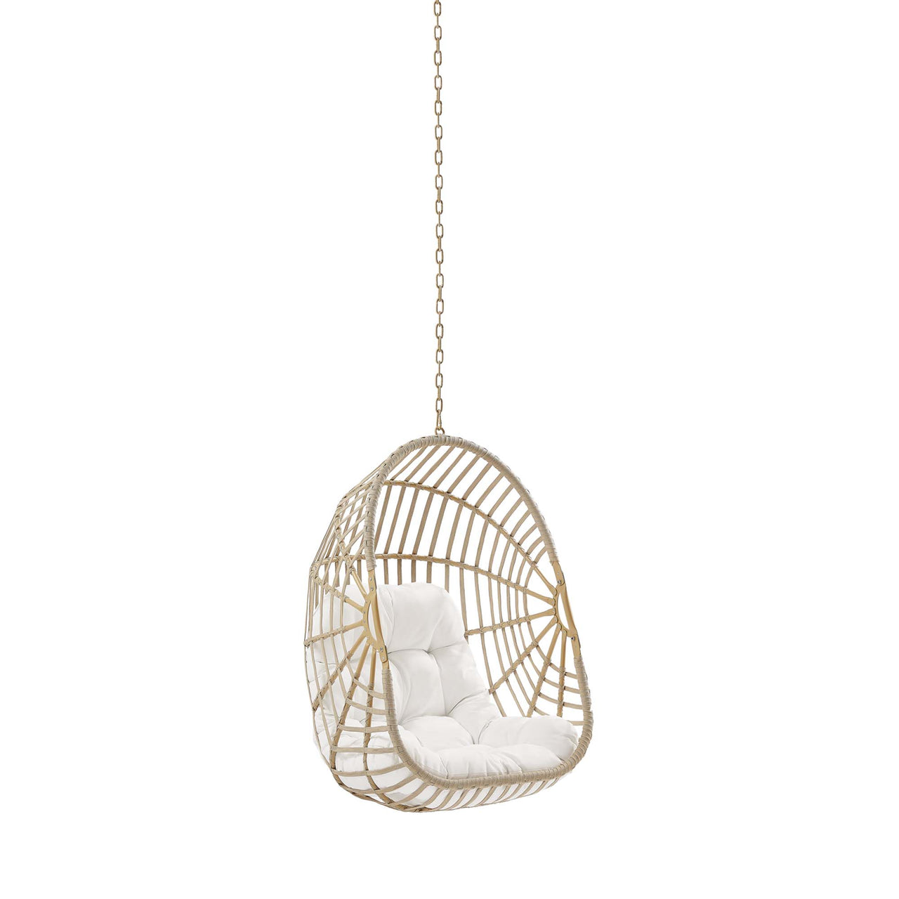 Charlotte Swing Chair, Natural Wood & White
