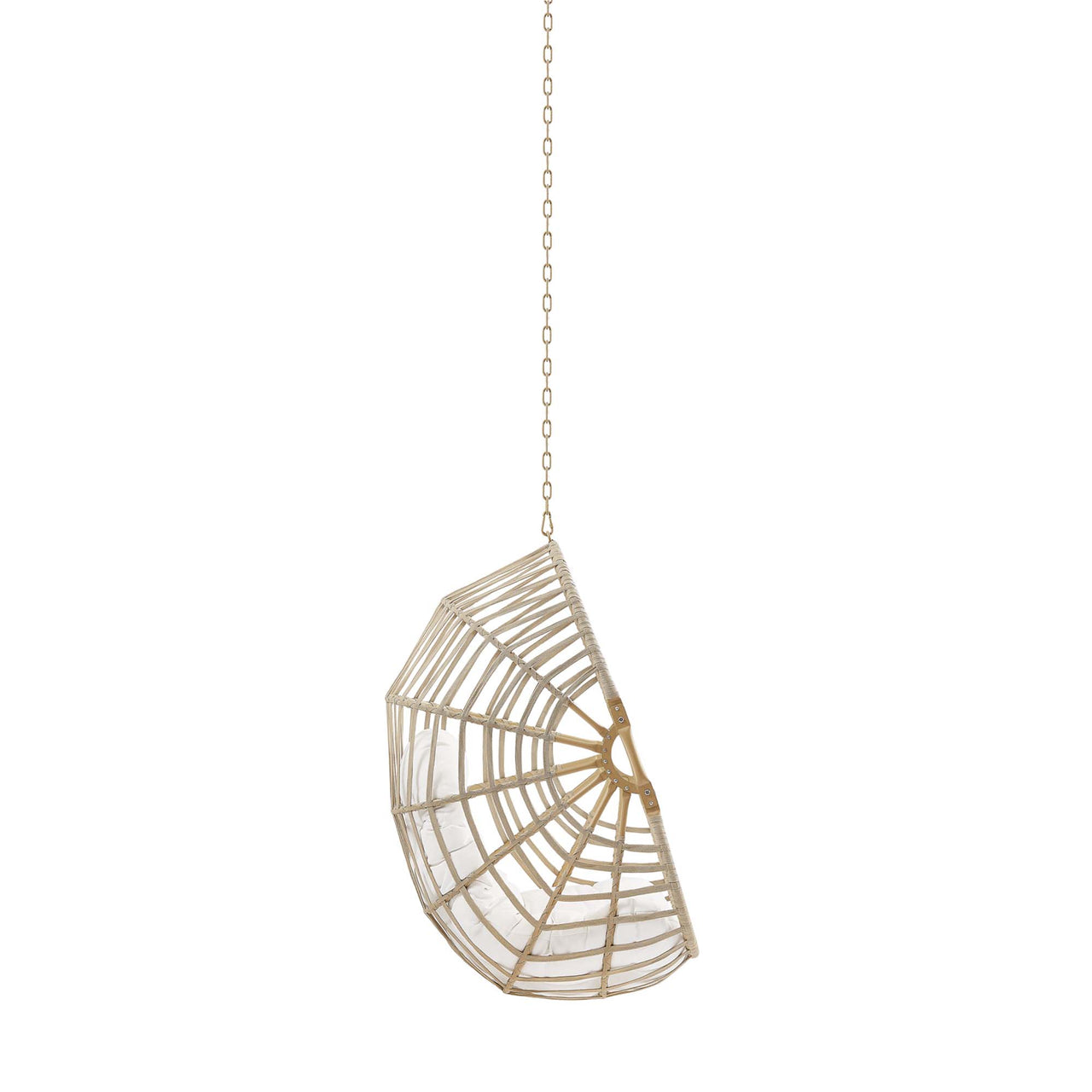 Charlotte Swing Chair, Natural Wood & White