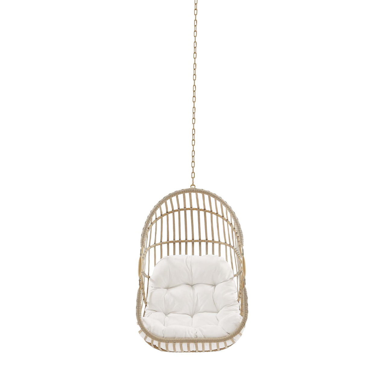Charlotte Swing Chair, Natural Wood & White