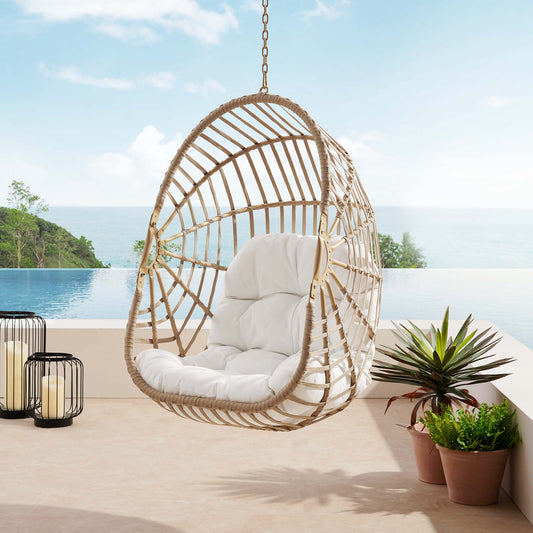 Charlotte Swing Chair, Natural Wood & White