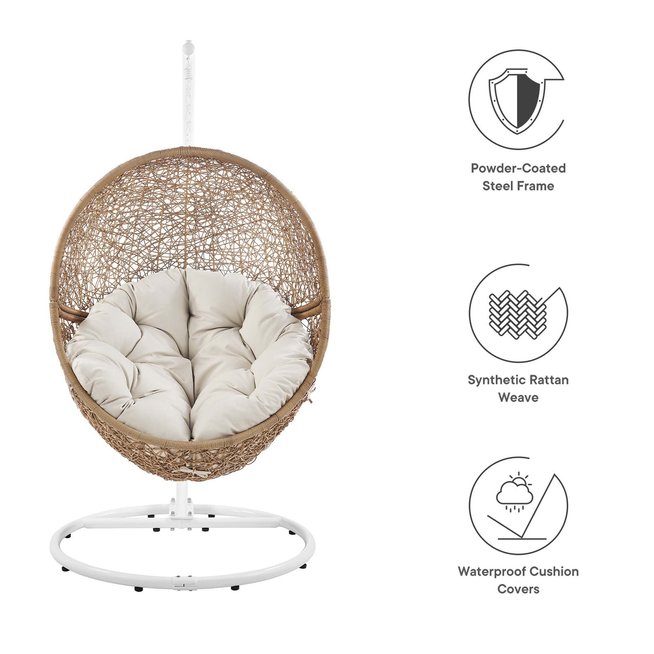 Chrysalis Alfresco Swing Chair, Cappuccino & Beige