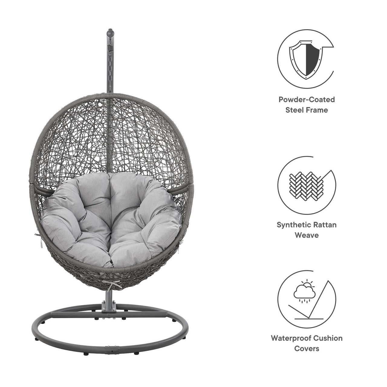 Chrysalis Alfresco Swing Chair, Gray
