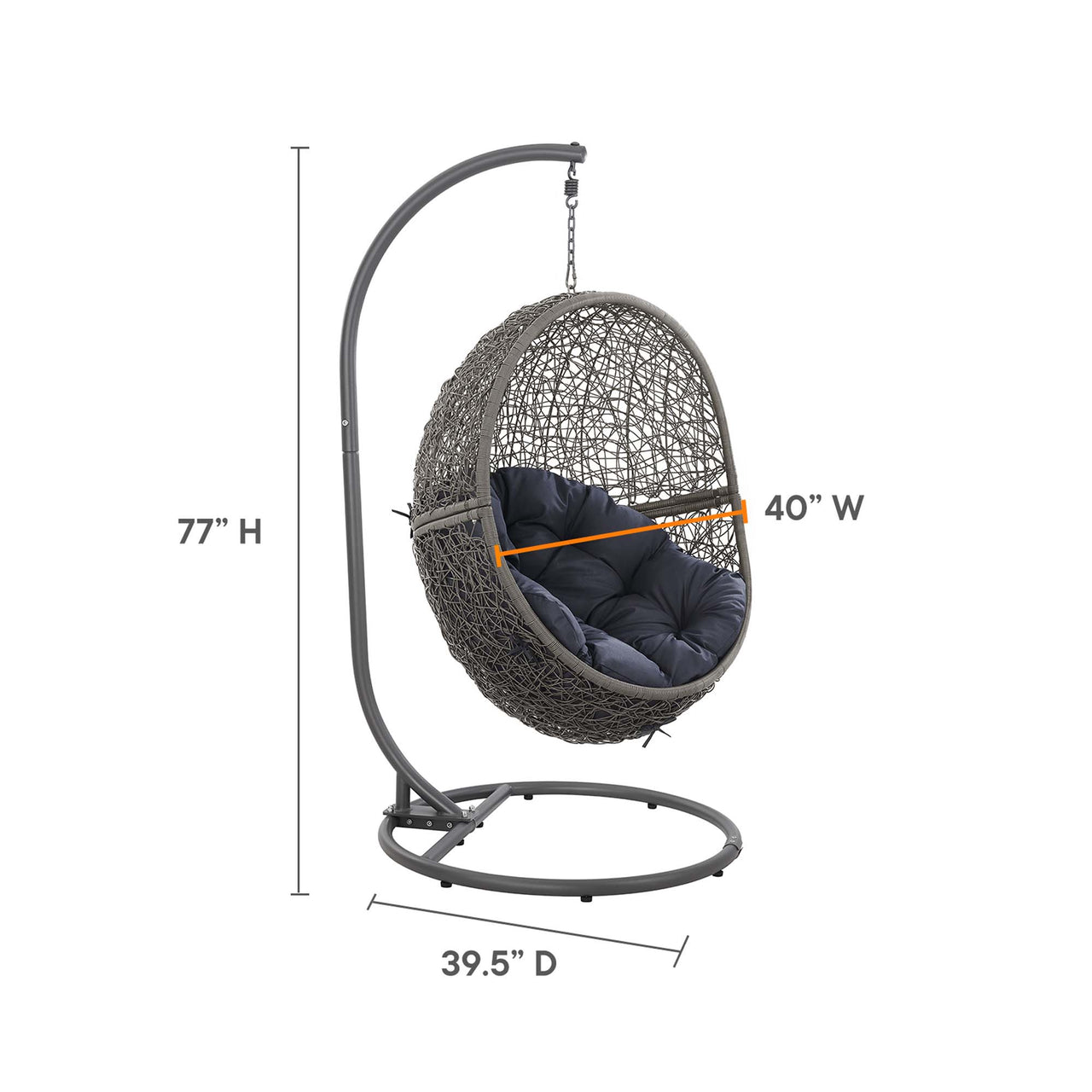 Chrysalis Alfresco Swing Chair, Gray & Navy