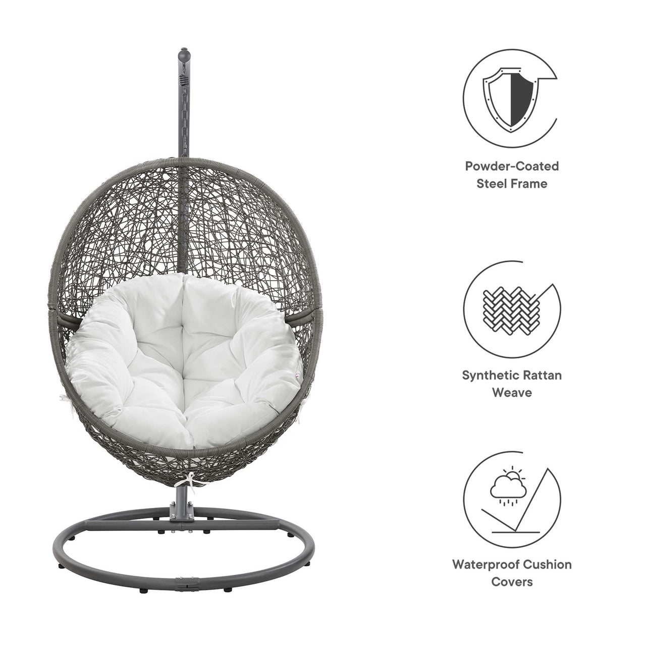 Chrysalis Alfresco Swing Chair, Gray & White