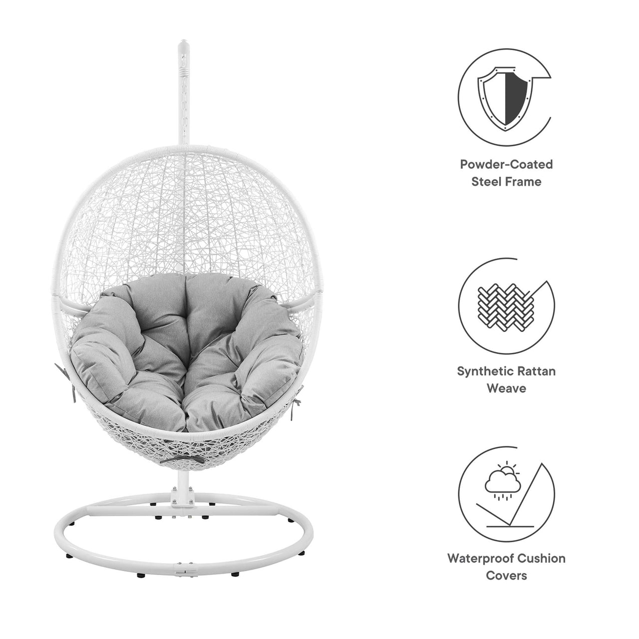 Chrysalis Alfresco Swing Chair, White & Gray