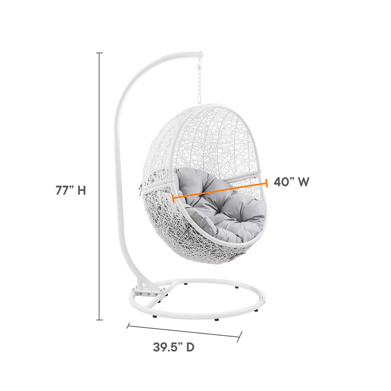 Chrysalis Alfresco Swing Chair, White & Gray