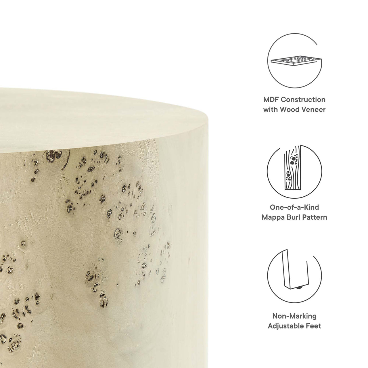 Aurel Round Side Table, Cream