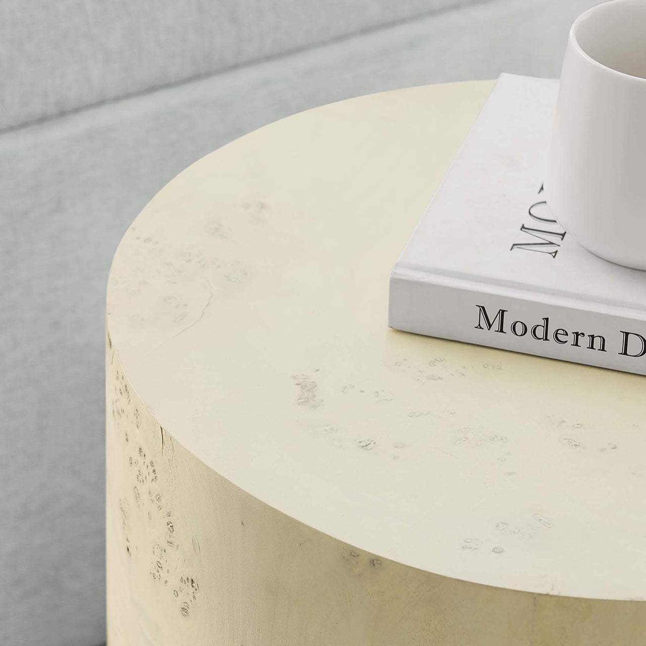 Aurel Round Side Table, Cream