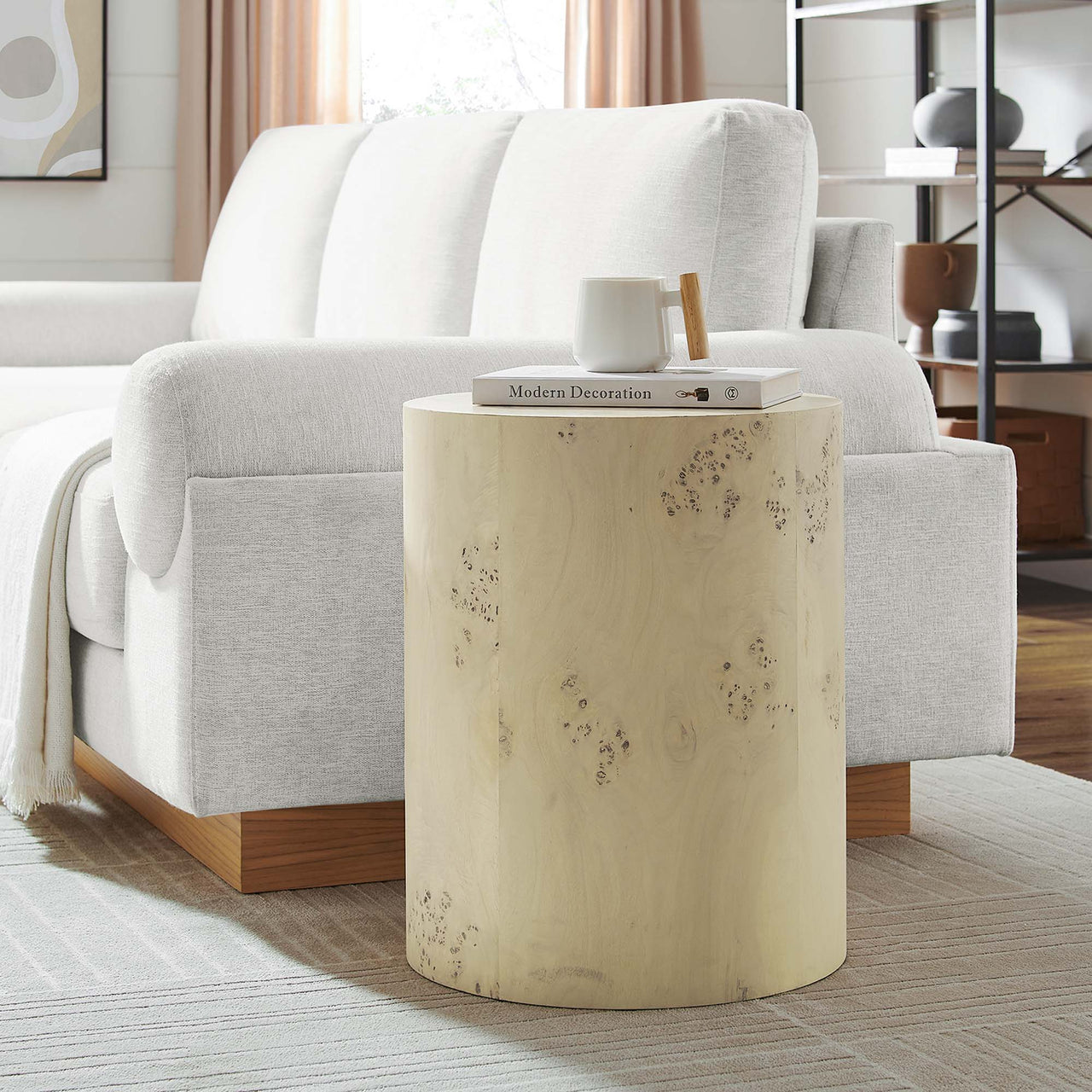 Aurel Round Side Table, Cream