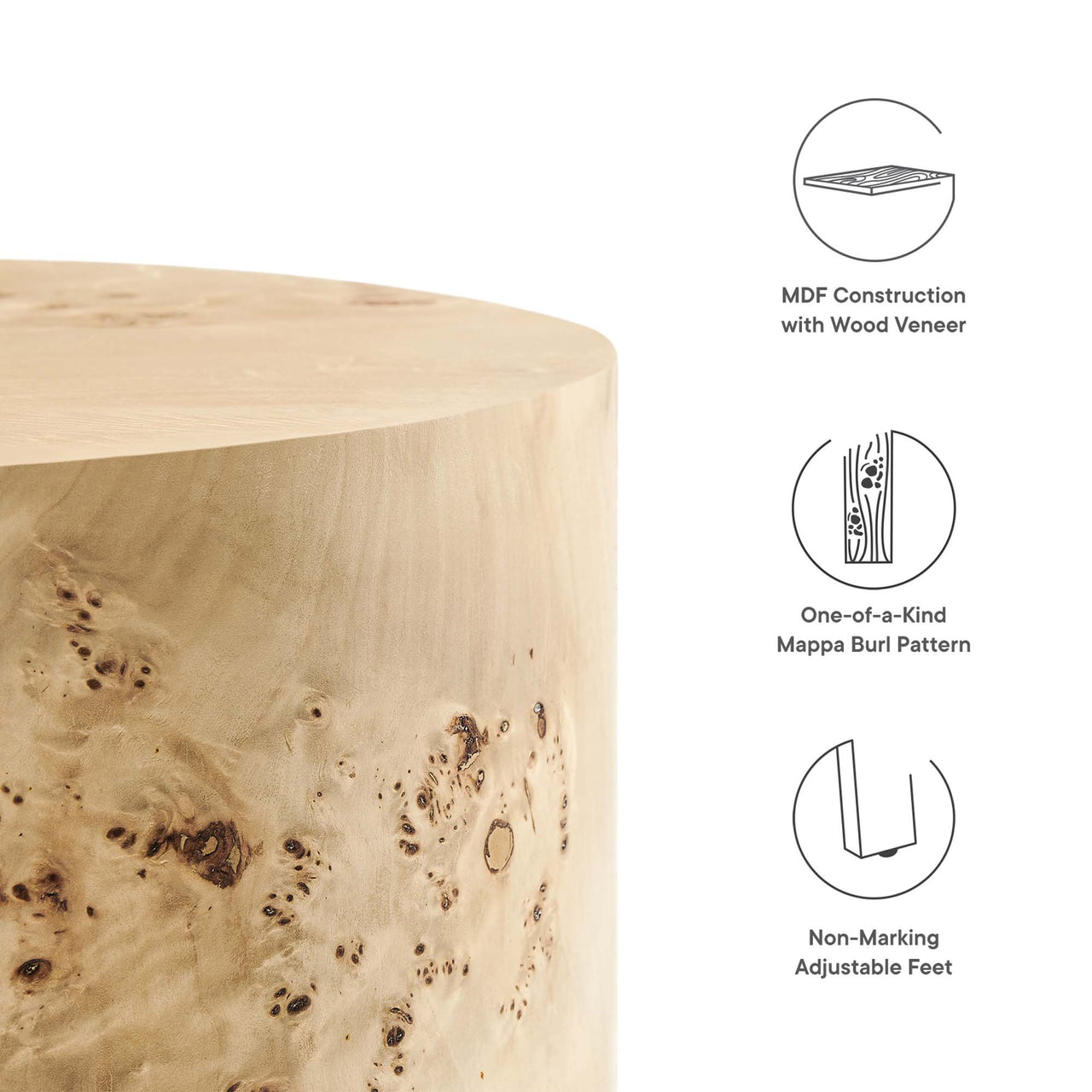 Aurel Round Side Table, Beige