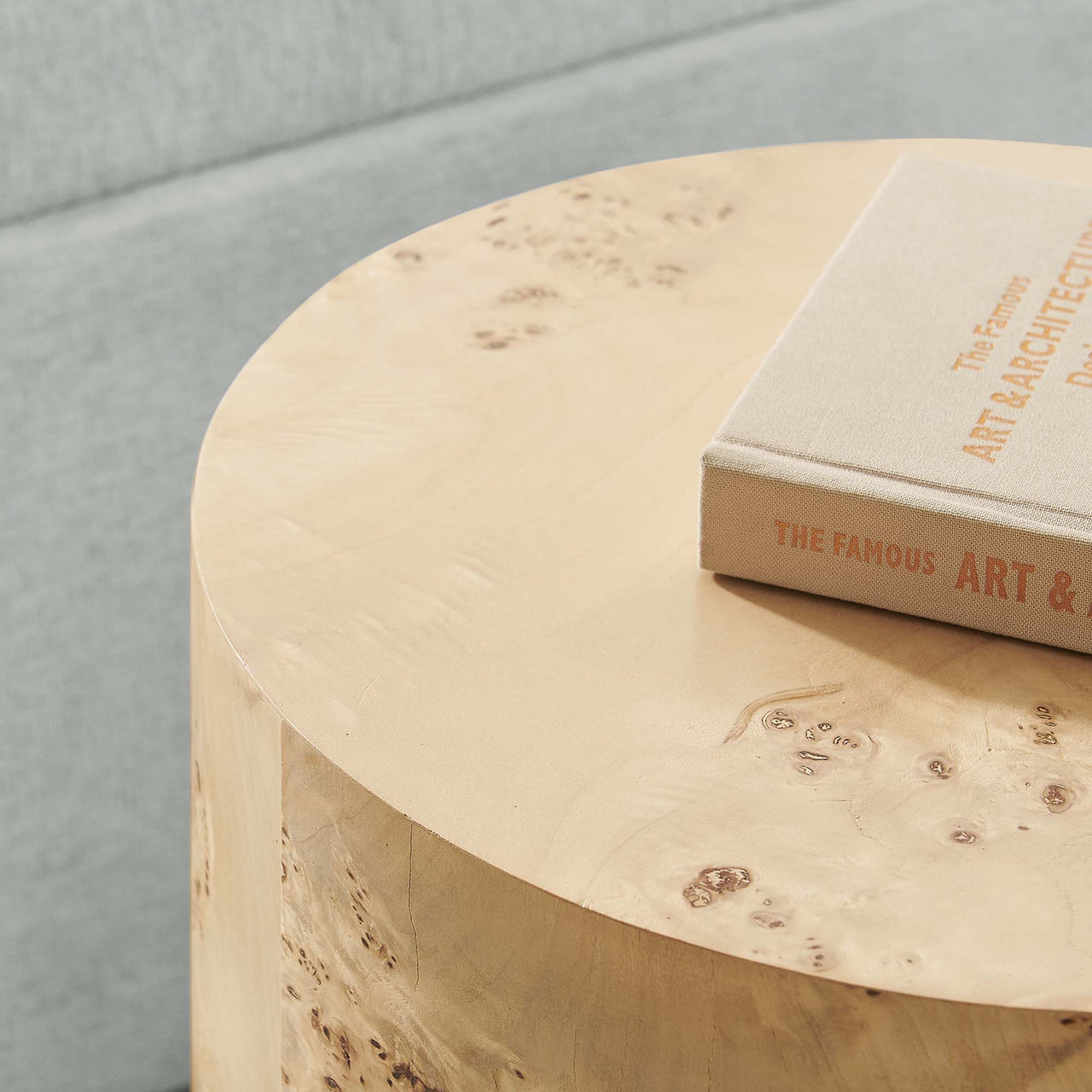 Aurel Round Side Table, Beige