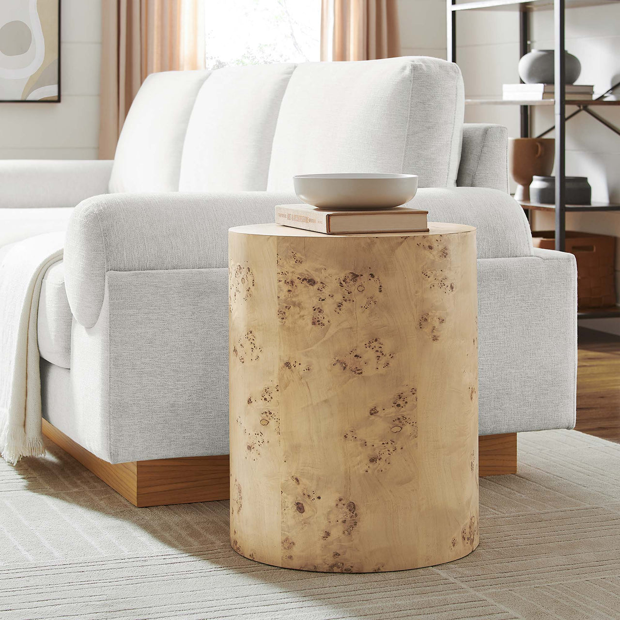 Aurel Round Side Table, Beige