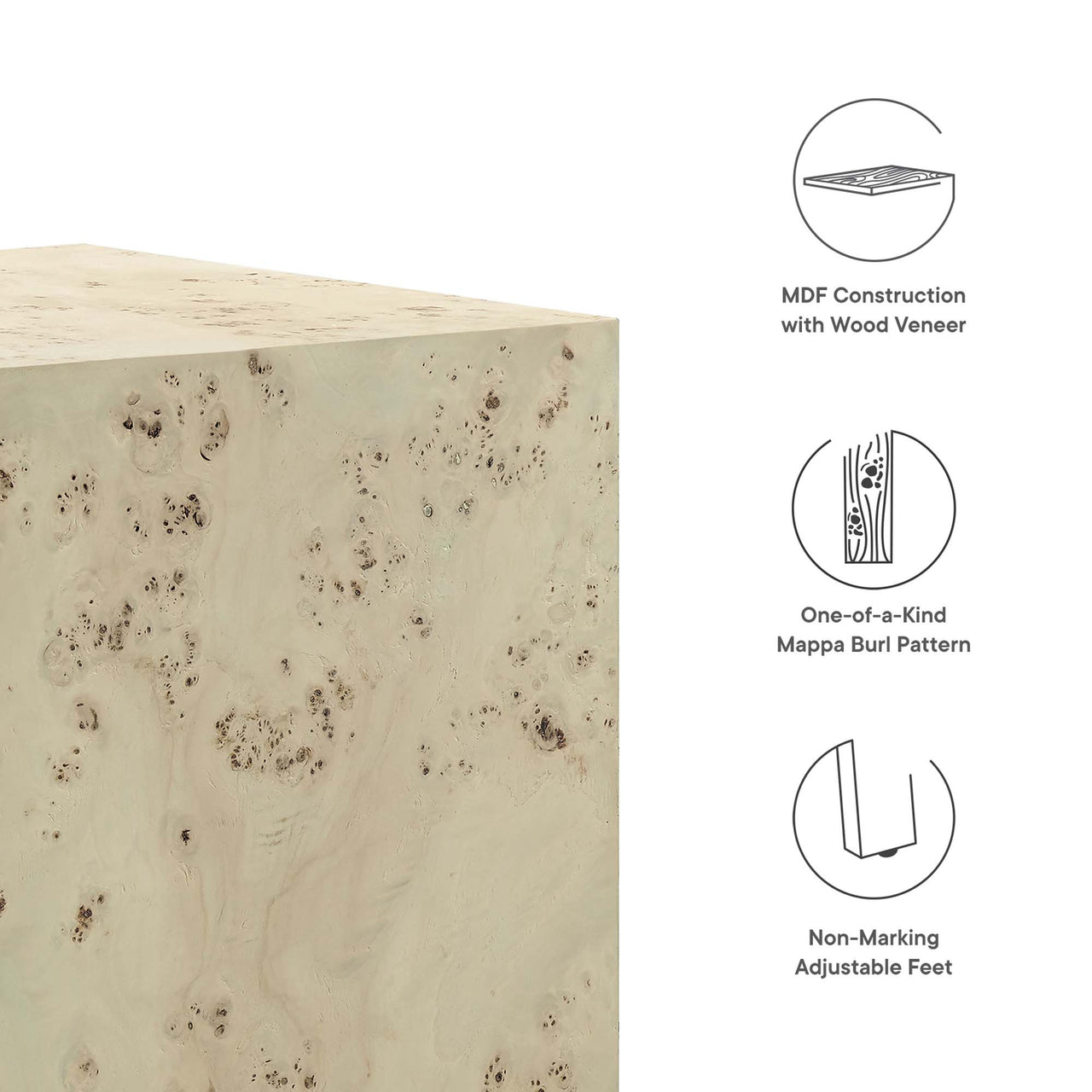 Aurel Square Side Table, Cream