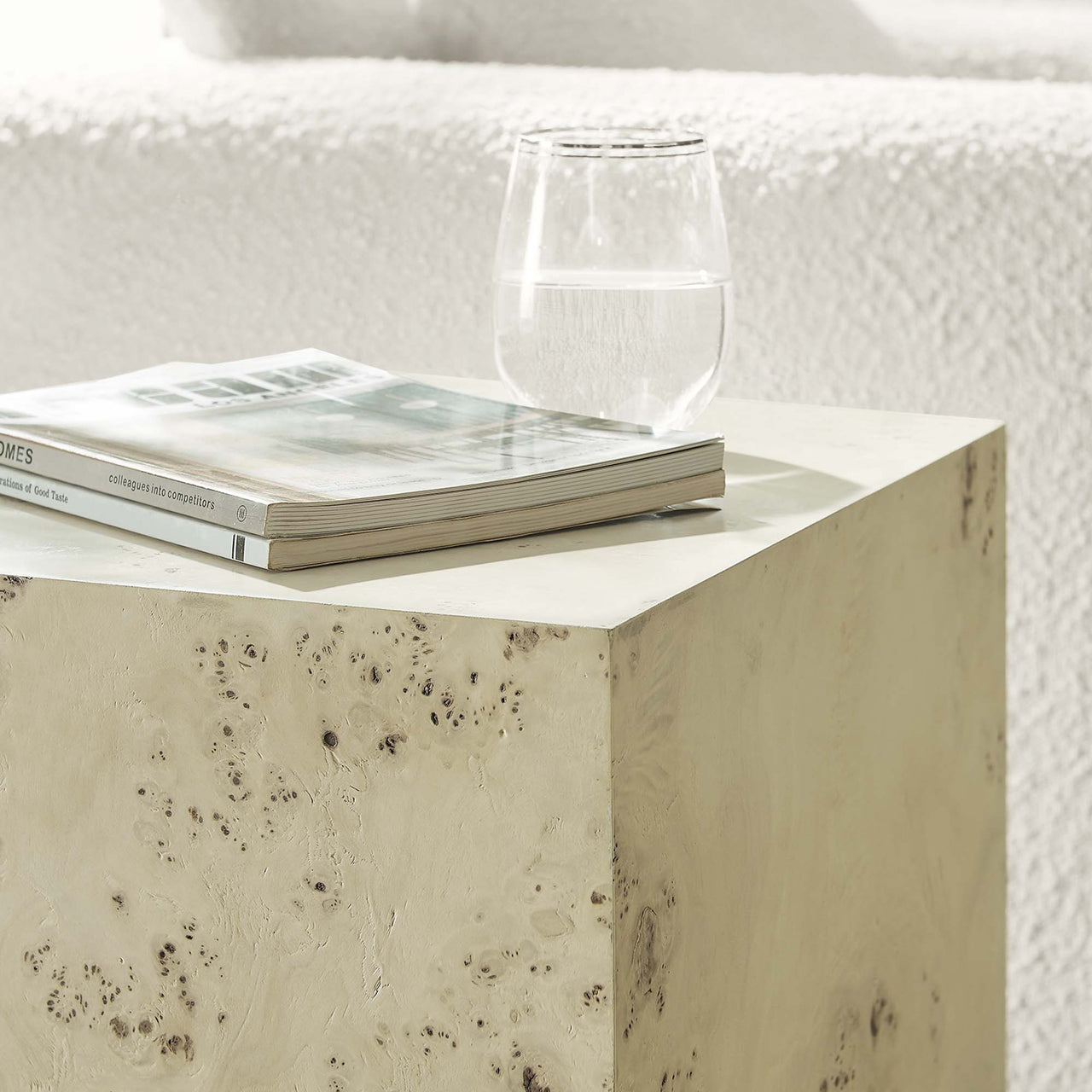 Aurel Square Side Table, Cream