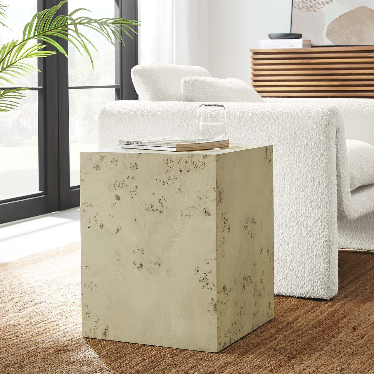 Aurel Square Side Table, Cream