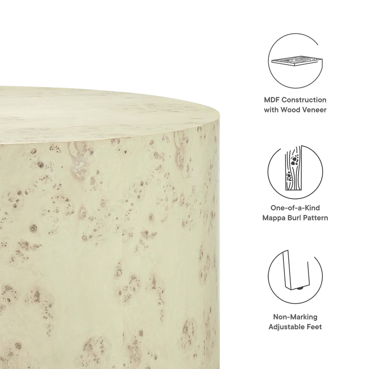 Aurel Round Coffee Table, Cream