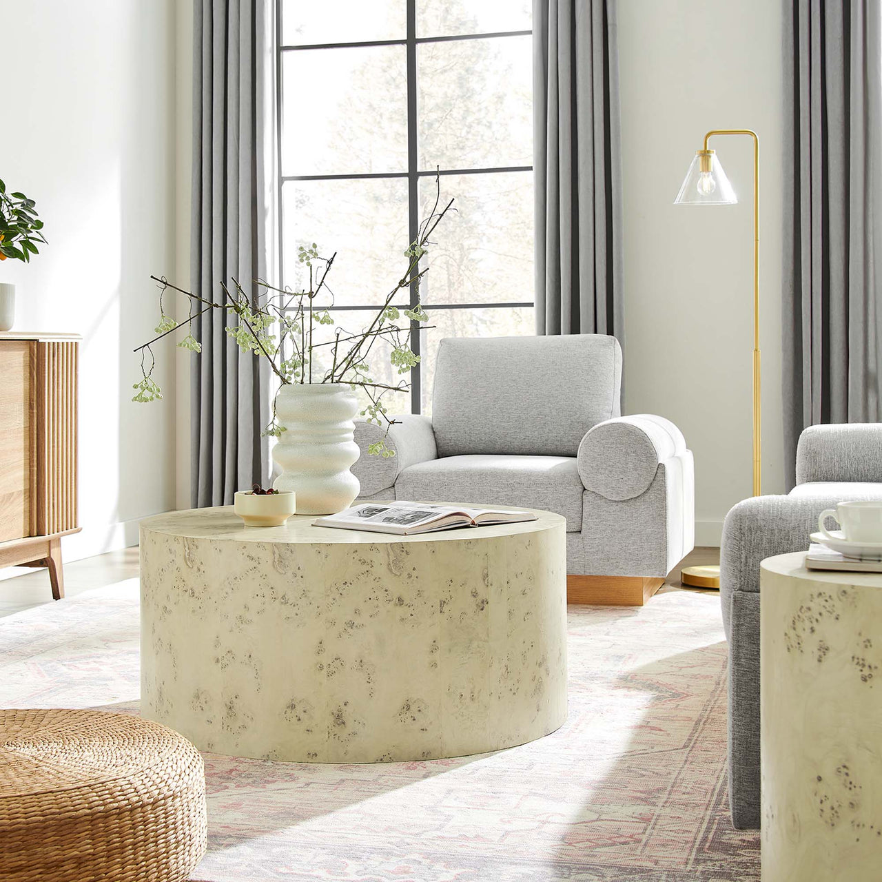 Aurel Round Coffee Table, Cream
