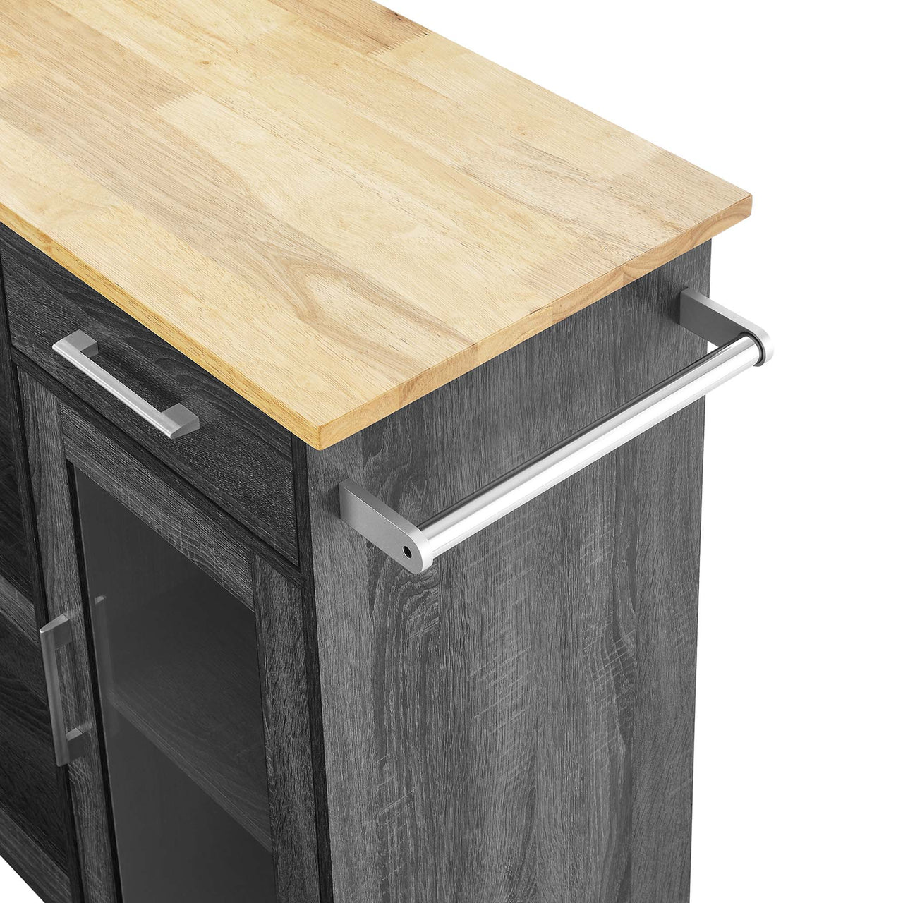 Gourmand Kitchen Pantry Cart V.1, Charcoal & Natural Wood