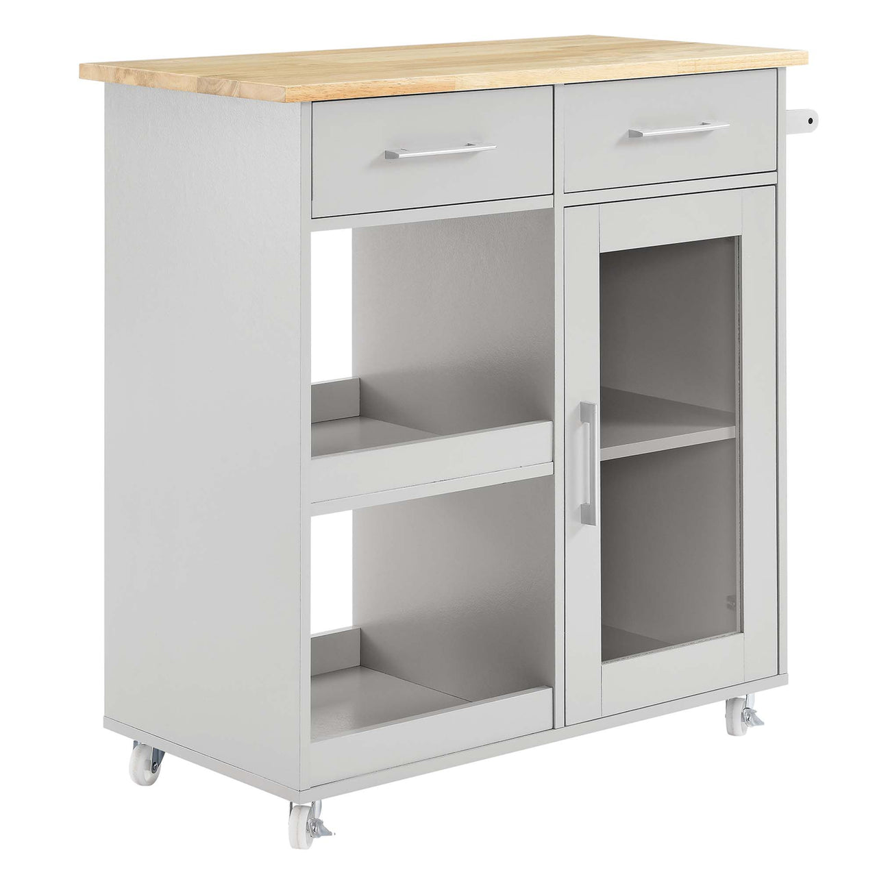 Gourmand Kitchen Pantry Cart V.1, Light Gray & Natural Wood
