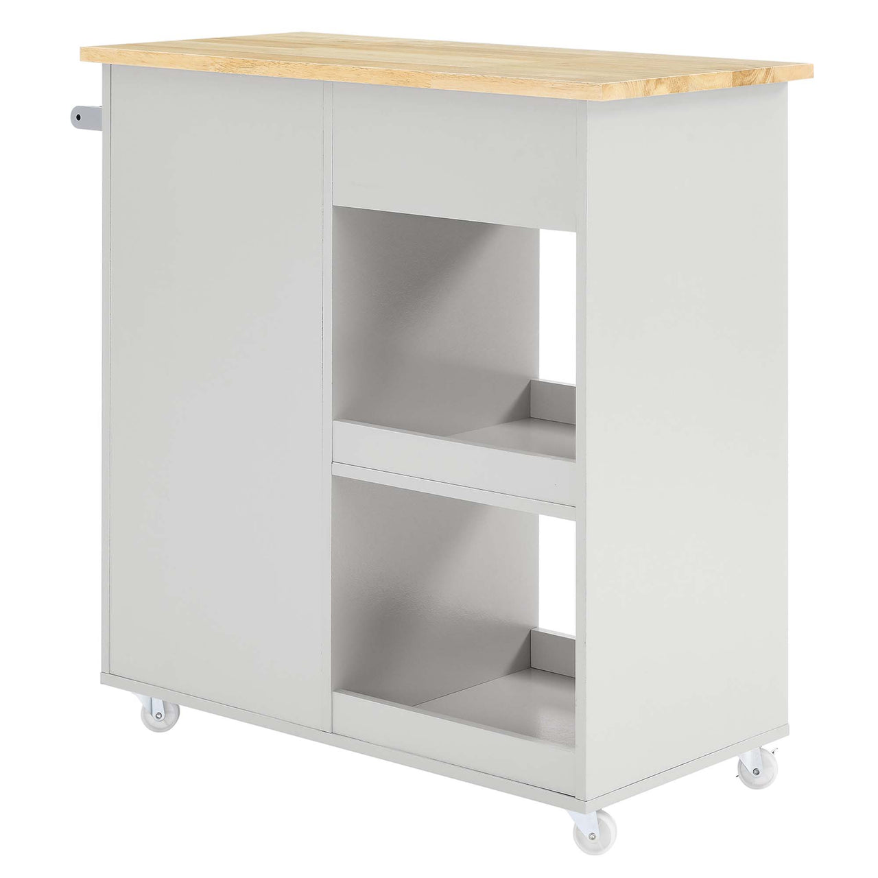 Gourmand Kitchen Pantry Cart V.1, Light Gray & Natural Wood