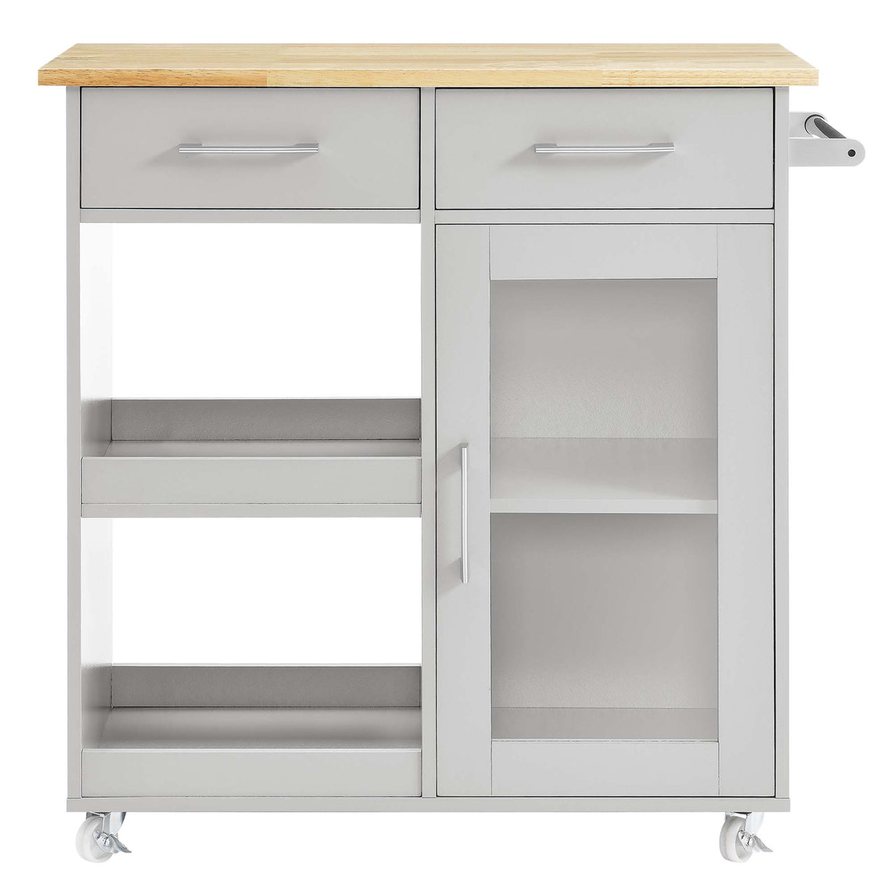 Gourmand Kitchen Pantry Cart V.1, Light Gray & Natural Wood