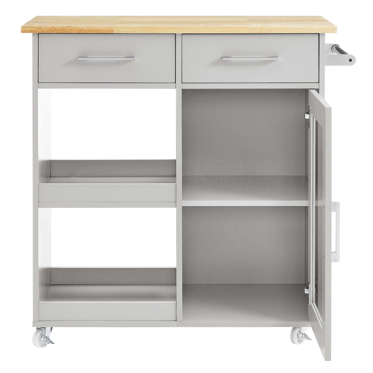 Gourmand Kitchen Pantry Cart V.1, Light Gray & Natural Wood
