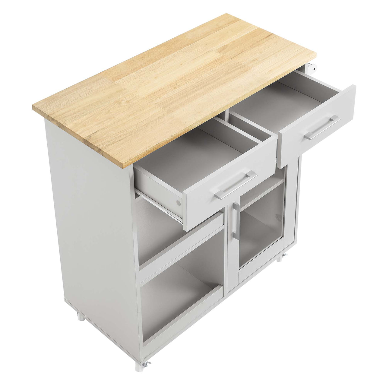 Gourmand Kitchen Pantry Cart V.1, Light Gray & Natural Wood