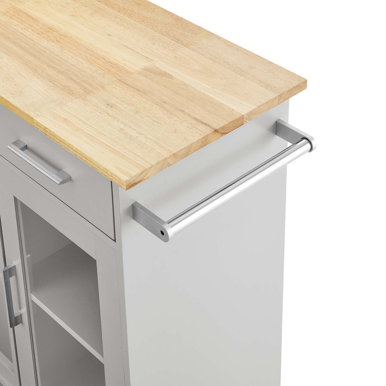 Gourmand Kitchen Pantry Cart V.1, Light Gray & Natural Wood