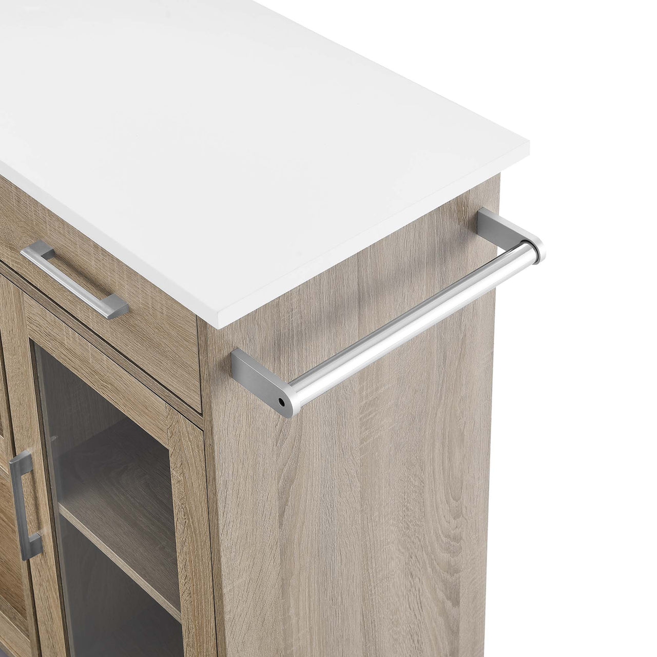 Gourmand Kitchen Pantry Cart V.1, Oak & White