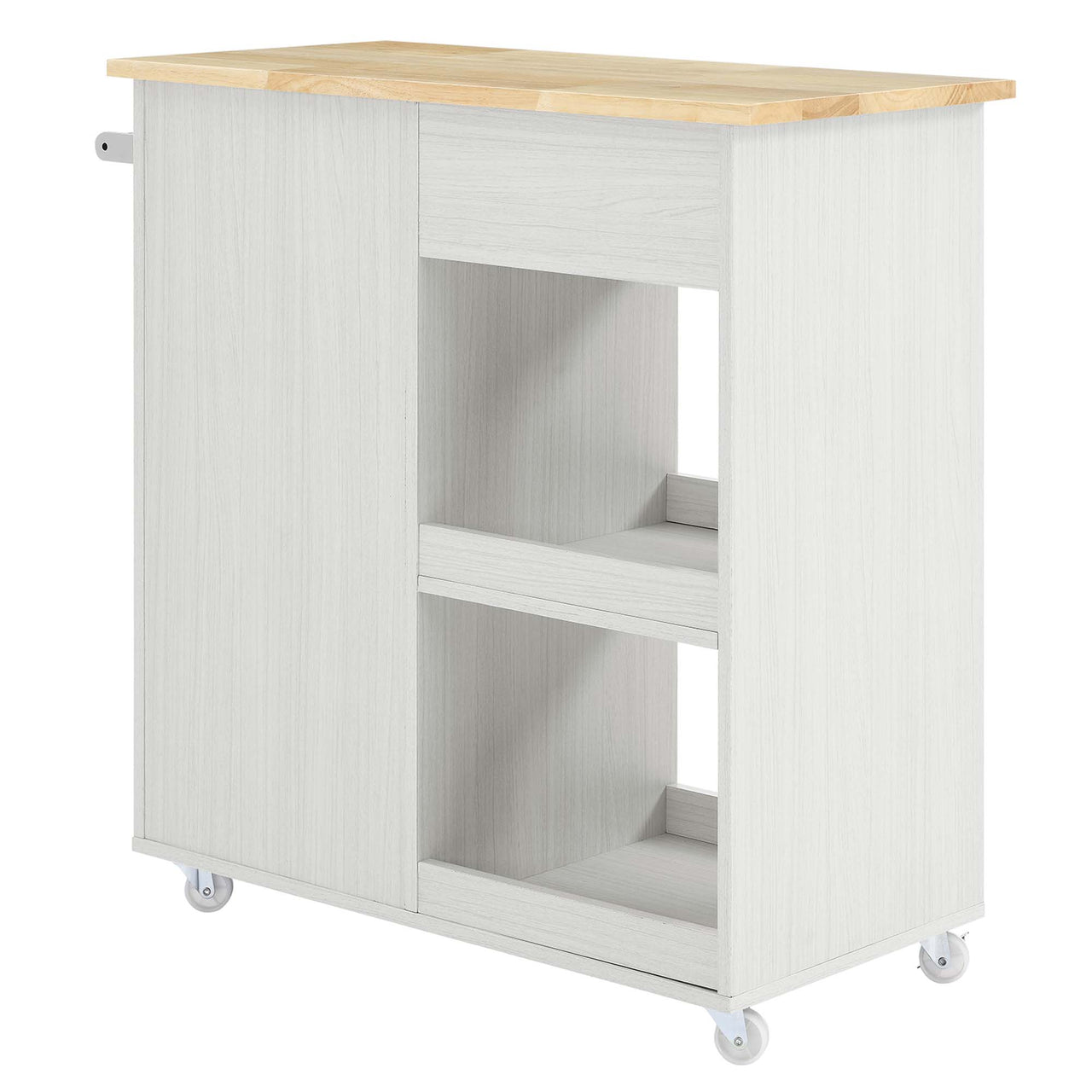 Gourmand Kitchen Pantry Cart V.1, White & Natural Wood