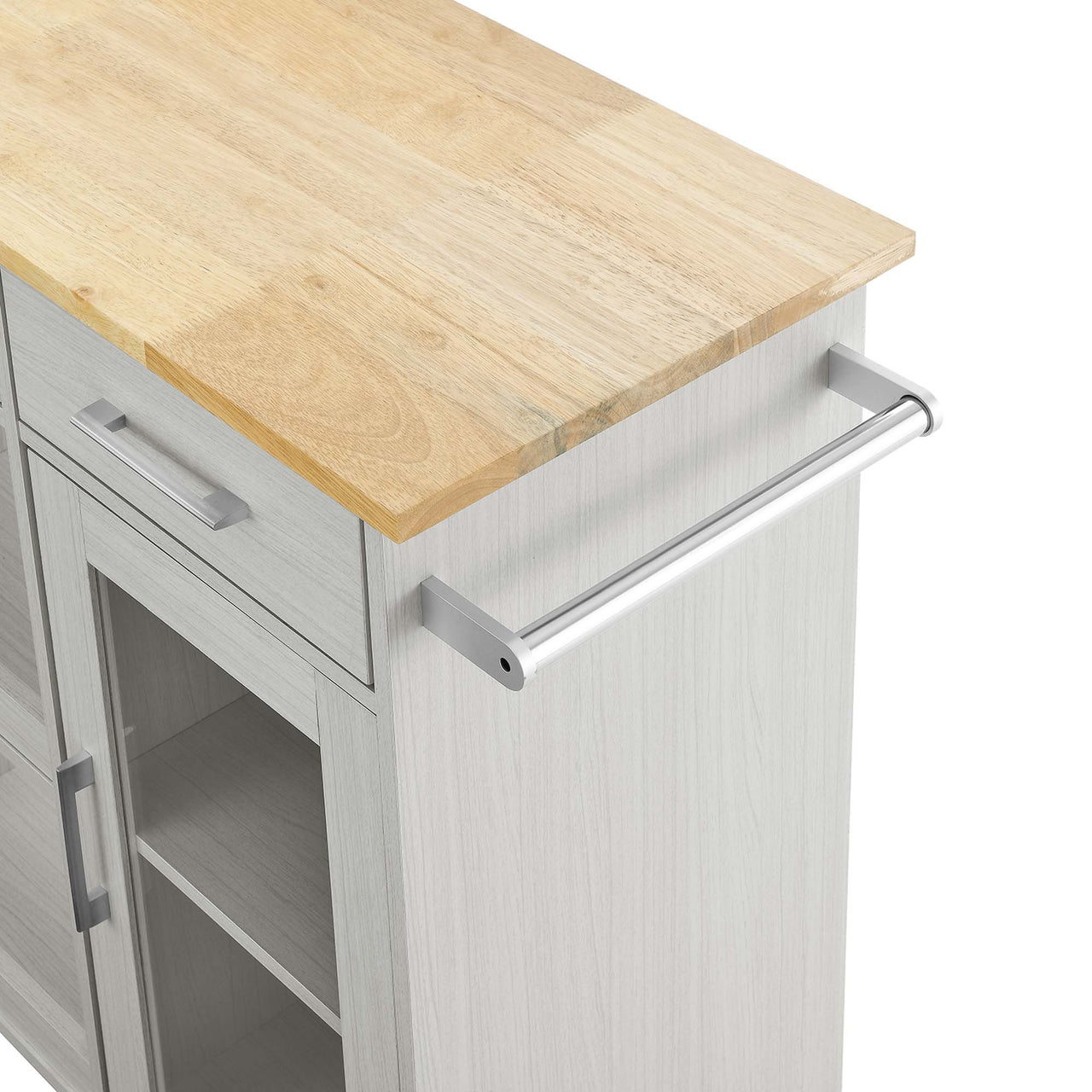 Gourmand Kitchen Pantry Cart V.1, White & Natural Wood