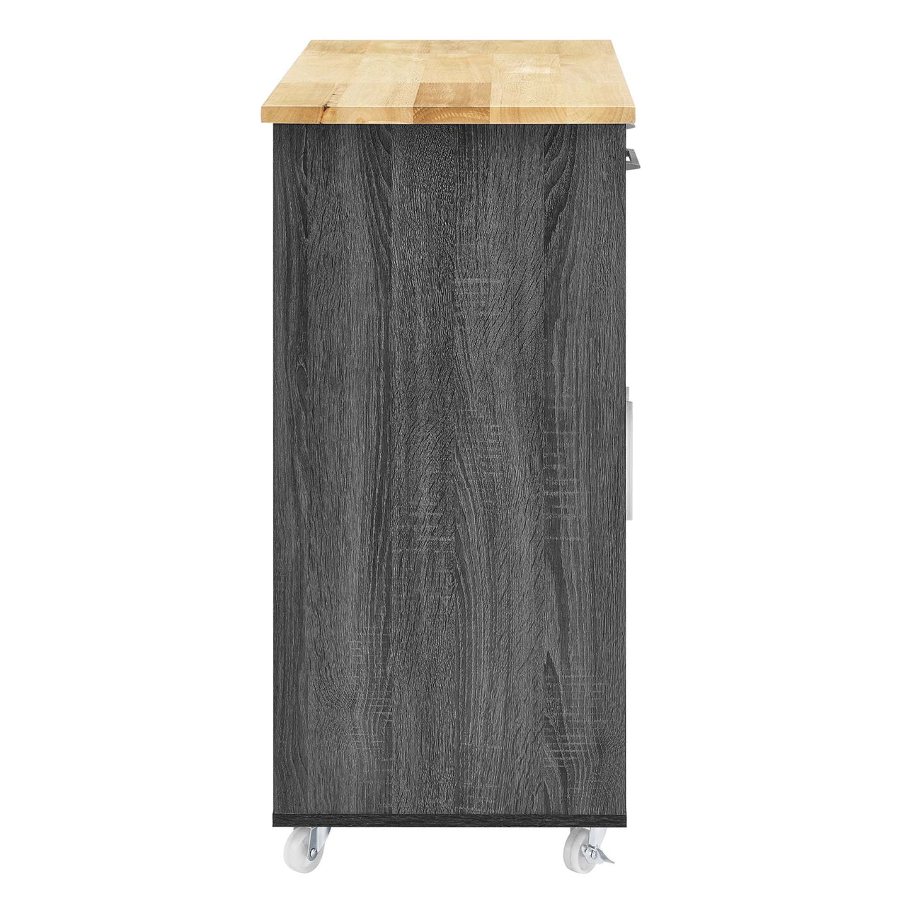 Savion Kitchen Cart, Charcoal & Natural Wood