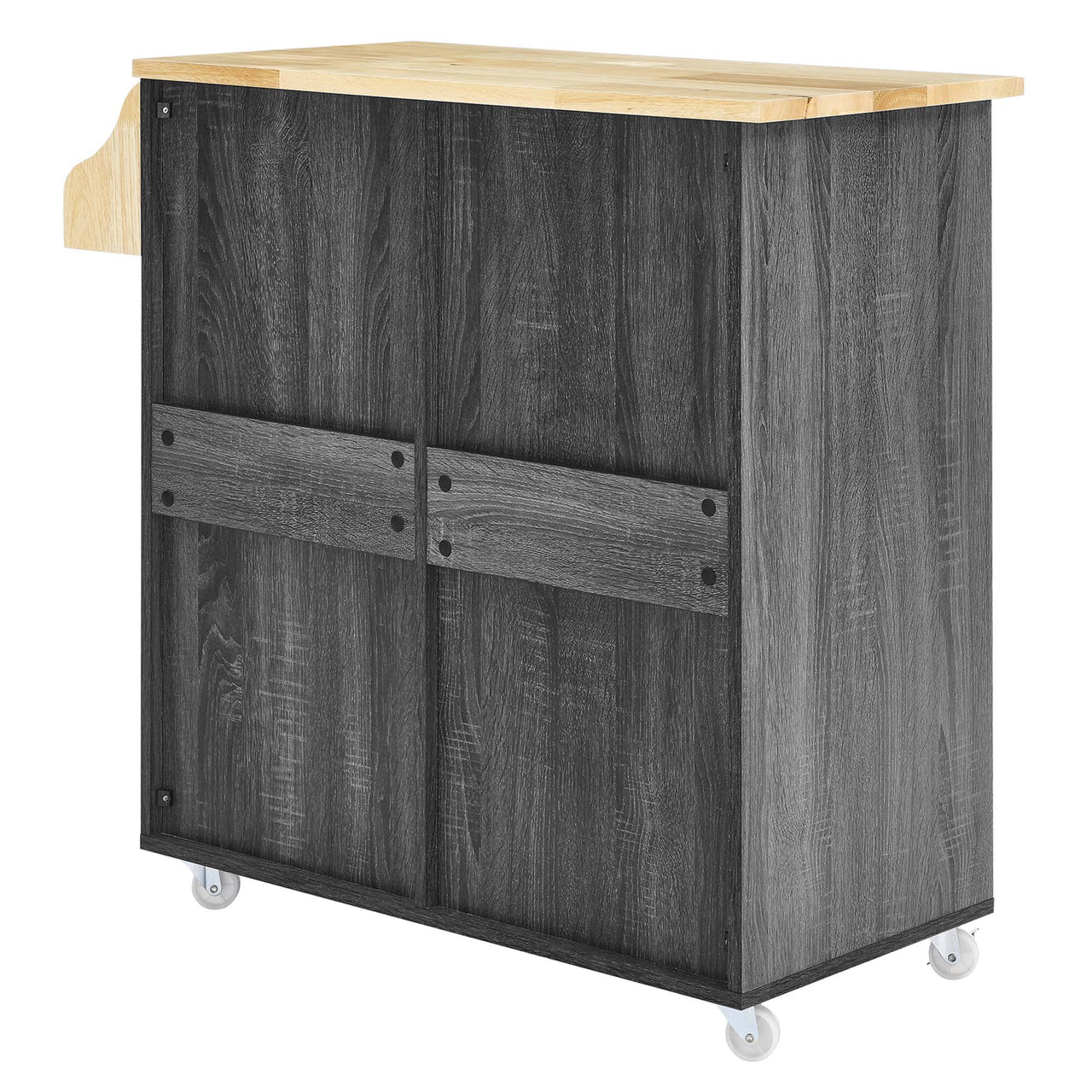 Savion Kitchen Cart, Charcoal & Natural Wood
