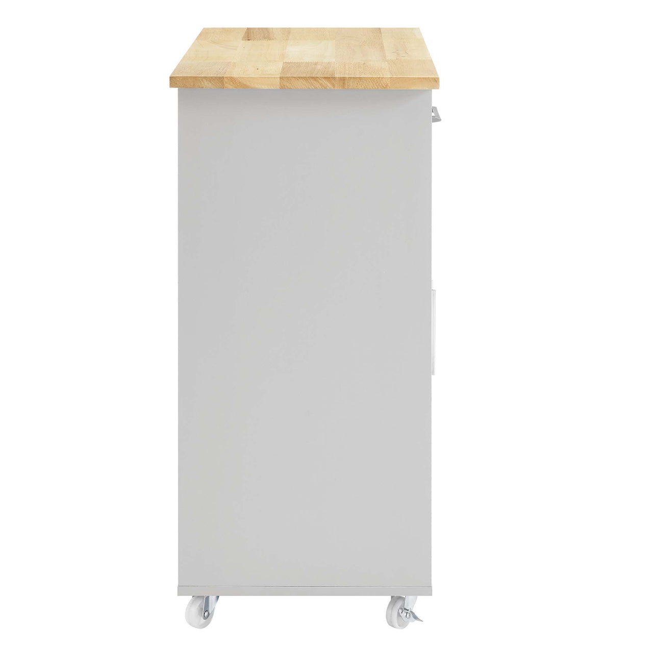 Savion Kitchen Cart, Light Gray & Natural Wood